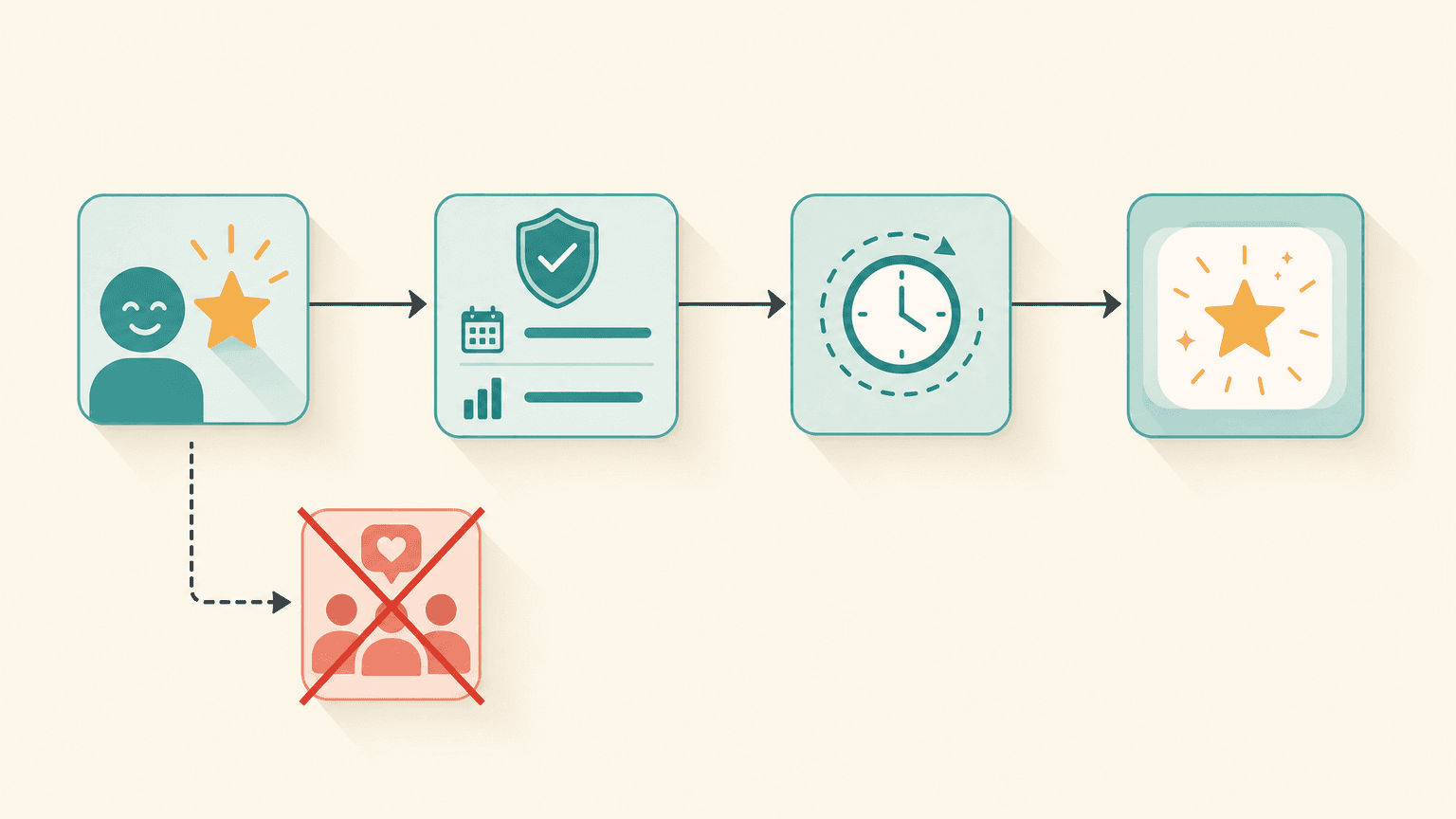 Flow of an ethical in-app review prompt gated on satisfaction signals