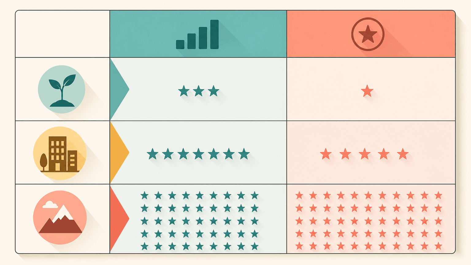 Decision card for prioritizing rating volume versus average by app stage
