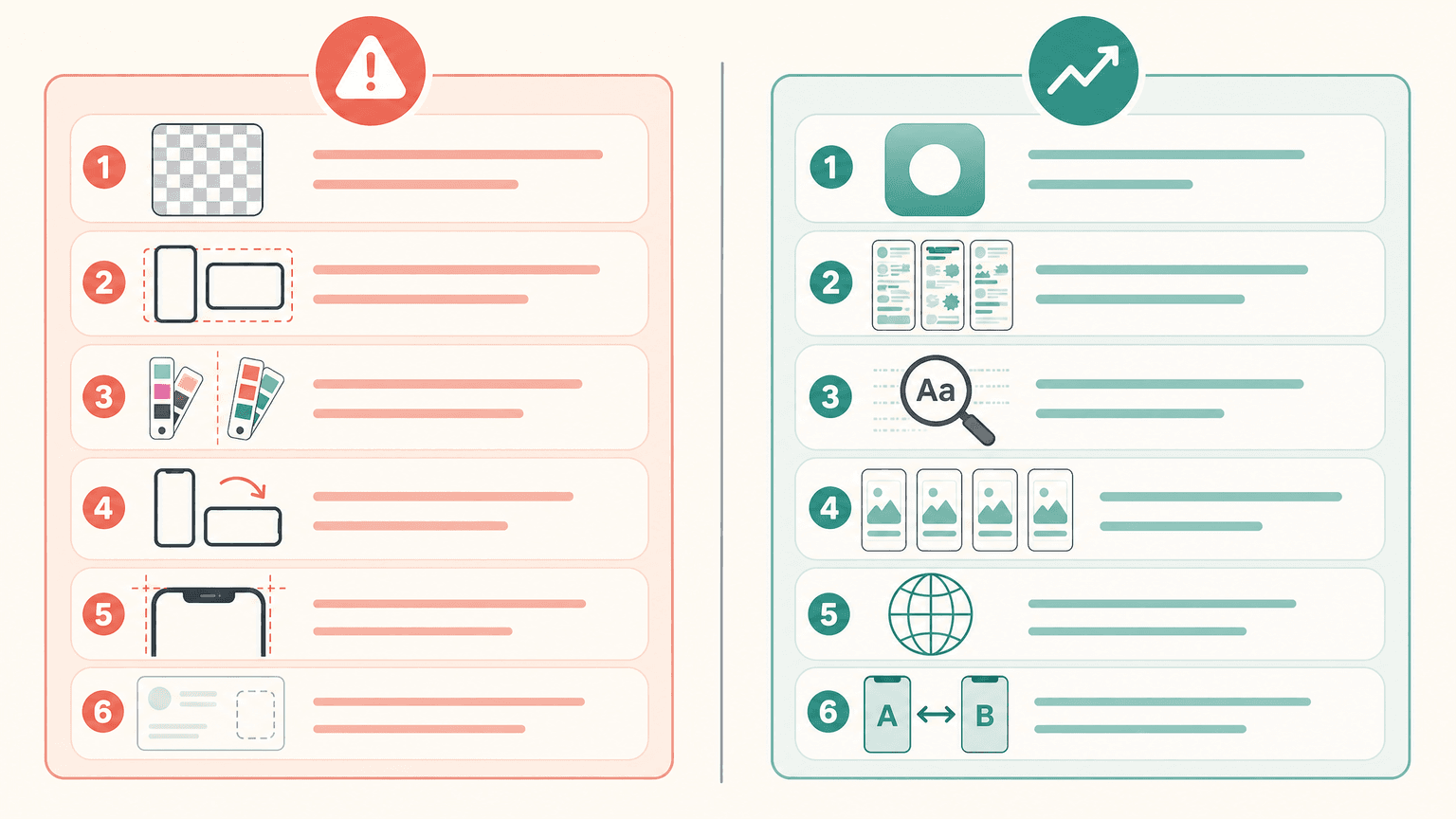 Diagram of the two screenshot mistake buckets: rejection and conversion