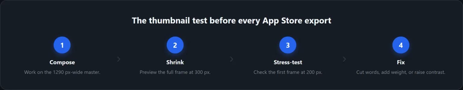 Four-step thumbnail test from the 1290 pixel master through 300 and 200 pixel previews