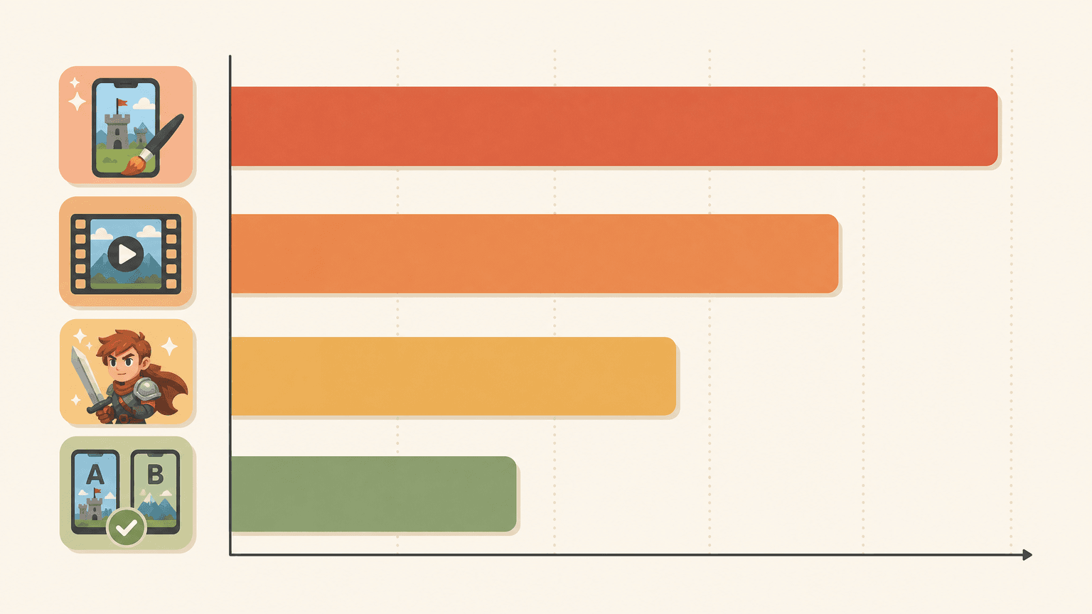 Bar chart of conversion-lift magnitudes for game listing levers