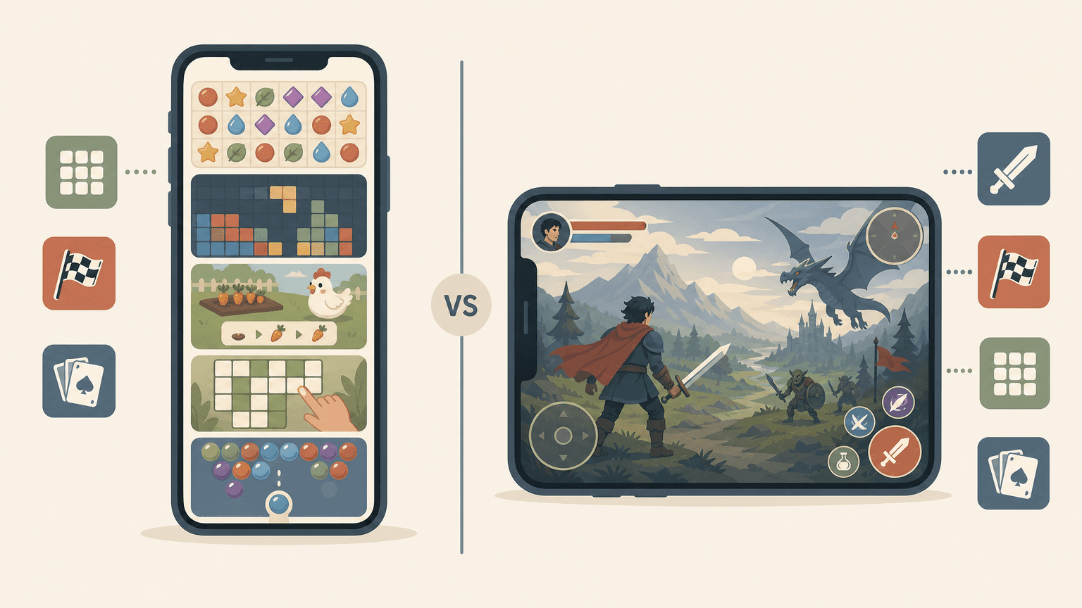 Comparison of portrait versus landscape game screenshots by genre