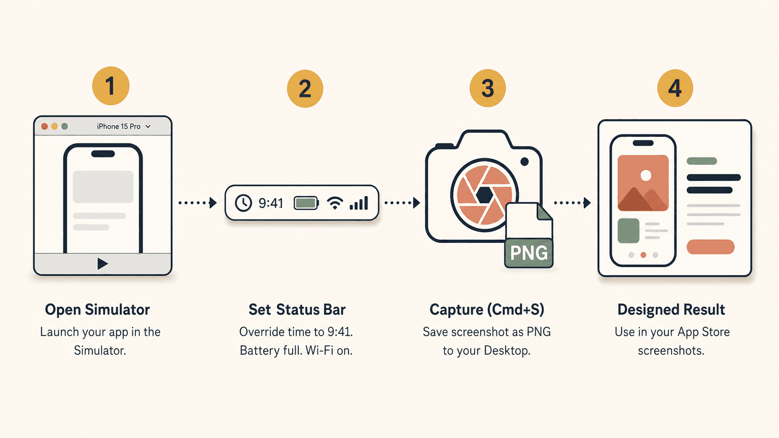 Diagram of the Simulator capture workflow from boot to saved PNG