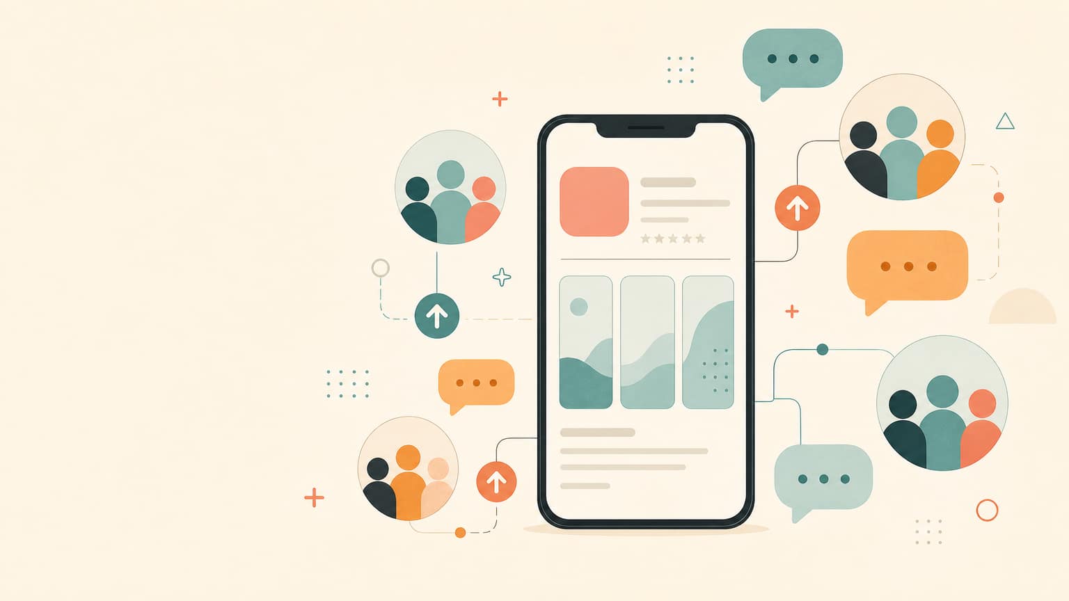 Editorial illustration of promoting an indie iOS app on Reddit